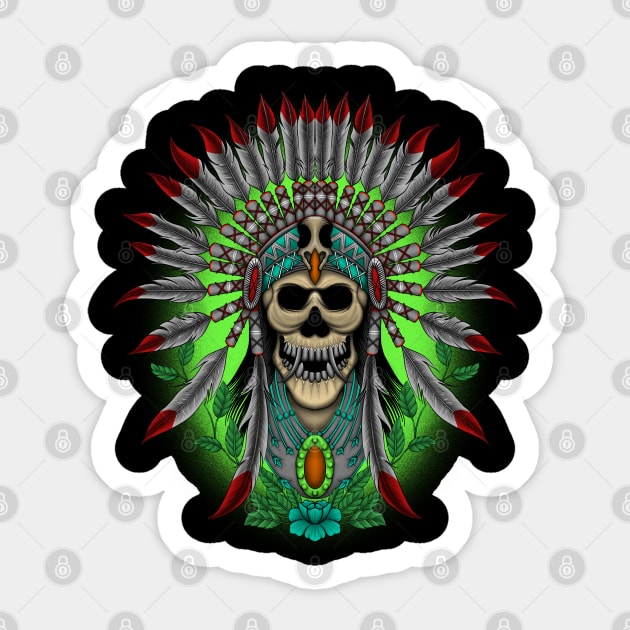 Native american head skull Sticker by penasavior